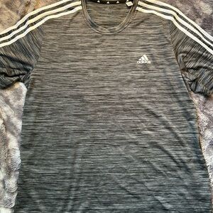Adidas Men's Heathered Gray Tee with White Stripes